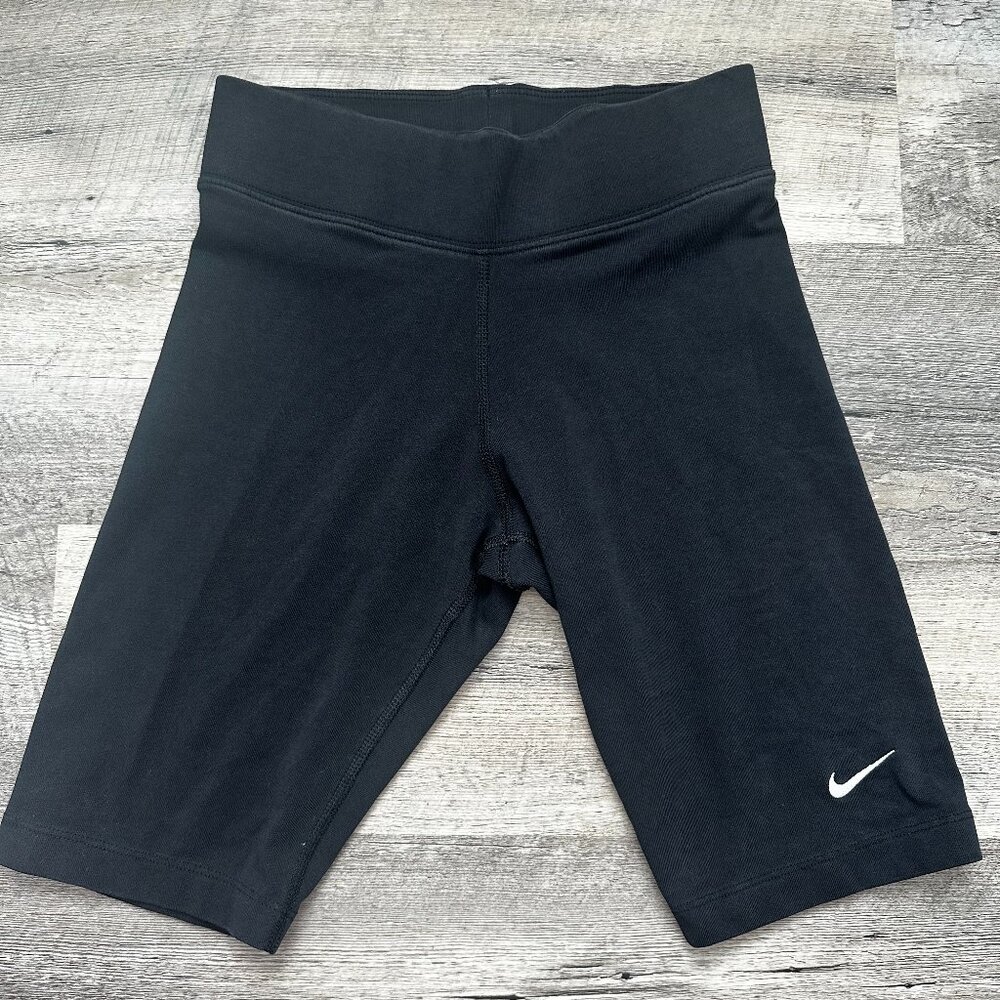 Nike biker shorts, long, black, mid-rise, size XS, athletic, gym, women's